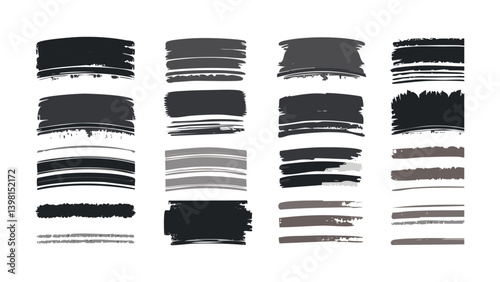 Wallpaper Mural Black set paint, ink brush, brush strokes, brushes, lines, frames, box, grungy. Grungy brushes collection. Brush stroke paint boxes  Torontodigital.ca