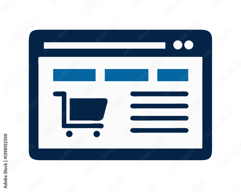 E-commerce website interface design with shopping cart icon E-commerce website interface design with shopping cart icon