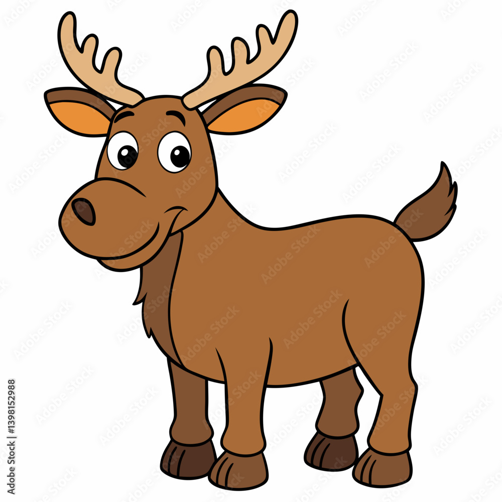 Obraz premium deer, animal, reindeer, vector, cartoon, isolated, illustration, christmas, mammal, wild, white, antler, cute, nature, brown, wildlife, animals, elk, silhouette, horn, stag, antlers, moose, head, goat