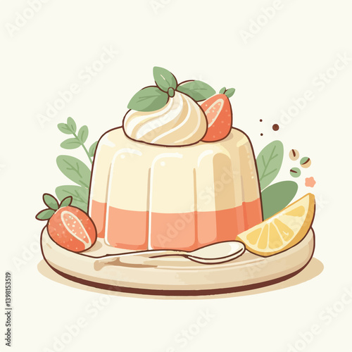 cream, dessert, sweet, food, gourmet, milk, red, italian, jelly, pudding, white, vanilla, mint, sauce, background, panna, cotta, decoration, mousse, snack, delicious, plate, berry, fruit, fresh, panna