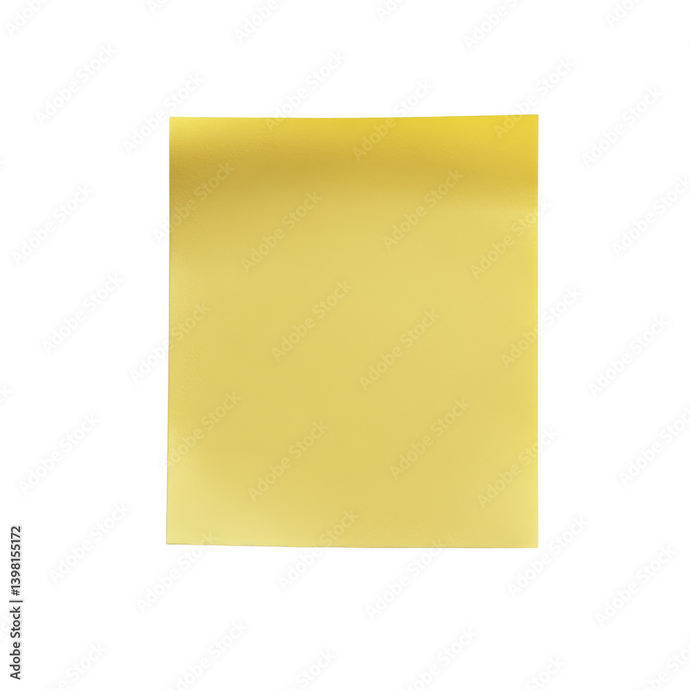 Single piece of yellow paper isolated on a clean surface ideal for notes and creative projects in bright color isolated on transparent background.. Single piece of yellow paper isolated on a clean surface ideal for notes and creative projects in bright color isolated on transparent background..