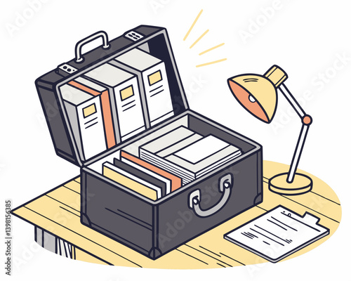 Briefcase with Documents Displaying Organization on a Desk  