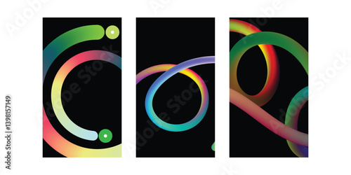 gradient background vector. Cute and minimal style posters with colorful, geometric shapes, liquid color. set of business card templates