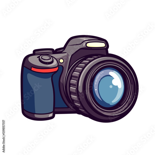 Vintage camera illustration in vibrant colors no background  