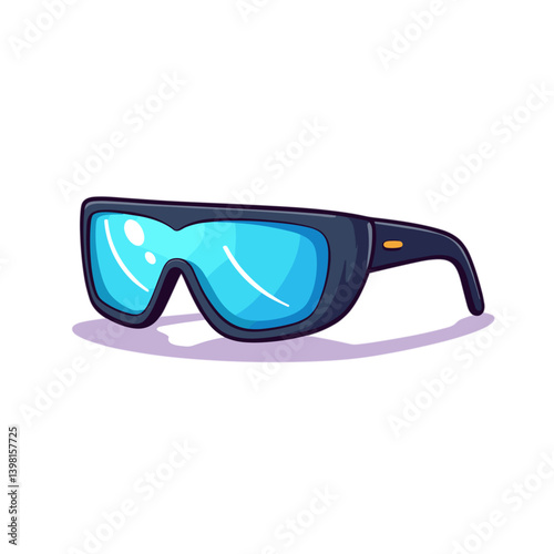 Sunglasses with blue lenses in a minimalist style  