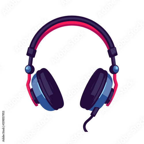 Colorful headphones in a modern flat design style  