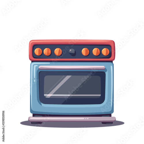 Colorful Retro Stove Illustration  