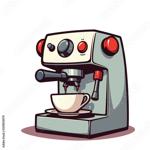 Vintage espresso machine with cup preparing coffee  