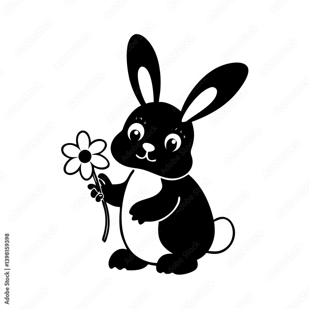 bunny holding a flower icon, bunny holding a flower silhouette vector illustration-simple silhouette illustration of bunny holding a flower, perfect for bunny holding a flower logos and icons bunny holding a flower icon, bunny holding a flower silhouette vector illustration-simple silhouette illustration of bunny holding a flower, perfect for bunny holding a flower logos and icons