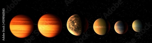 Obraz na płótnie A stunning arrangement of diverse planets in a cosmic scene. w salonie