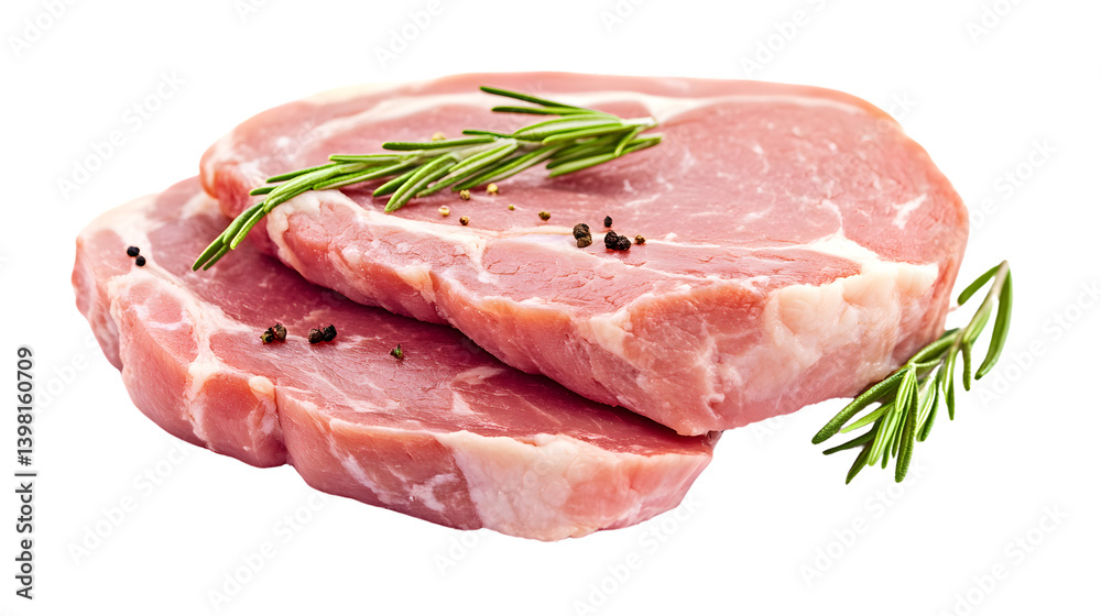 Fresh Raw Pork Ham Meat on White Background for Culinary Concepts and Designs Fresh Raw Pork Ham Meat on White Background for Culinary Concepts and Designs