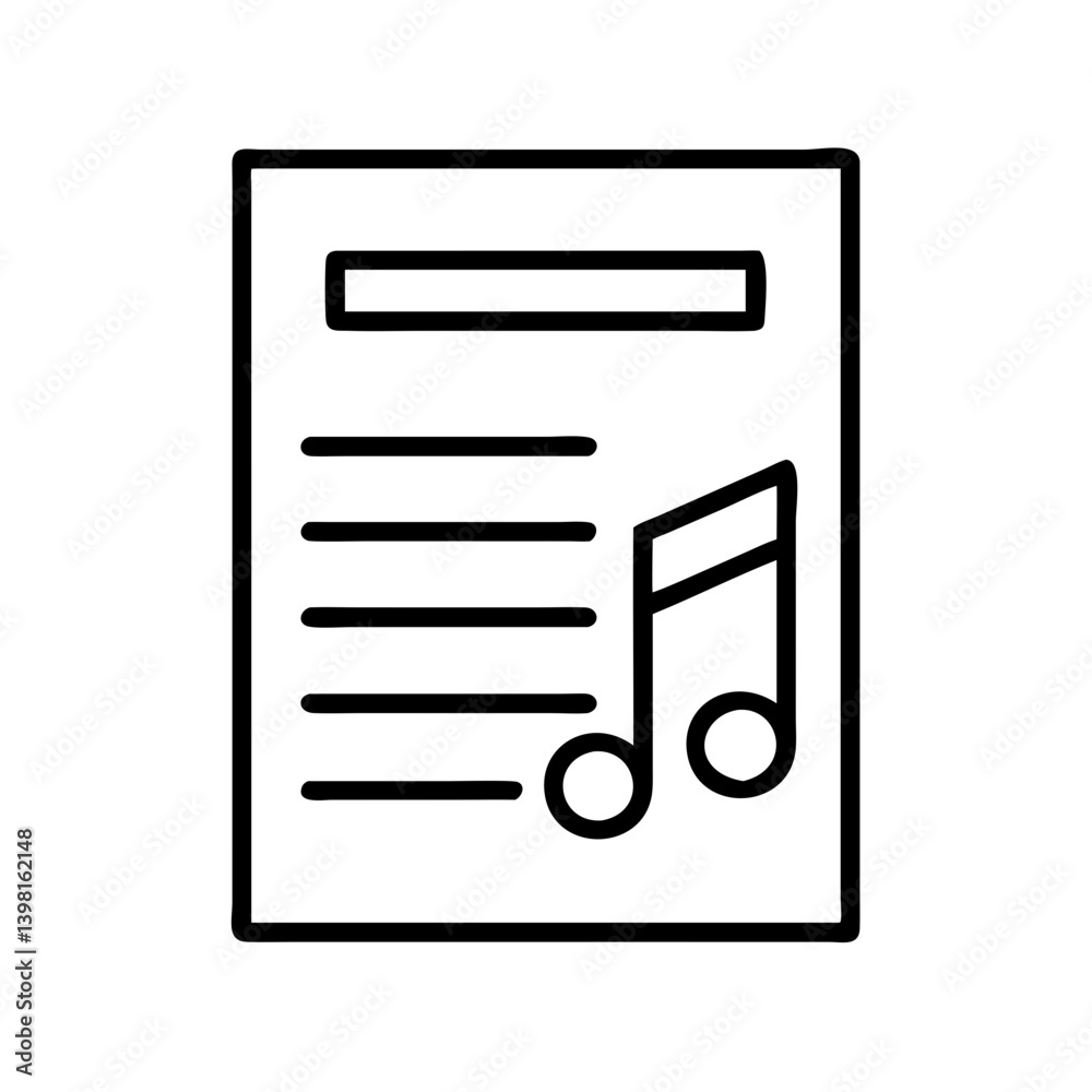 Sheet music icon vector illustration for musical notes and song composition design Sheet music icon vector illustration for musical notes and song composition design