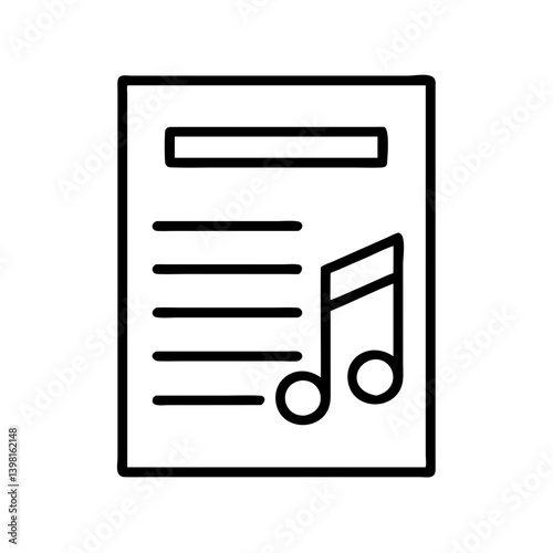 Sheet music icon vector illustration for musical notes and song composition design