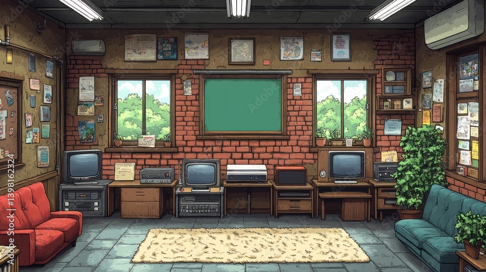 Retro Game Room: A Nostalgic Pixel Art Scene