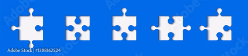 Puzzle pieces set isolated. Vector illustration. Jigsaw puzzle game. Black color.