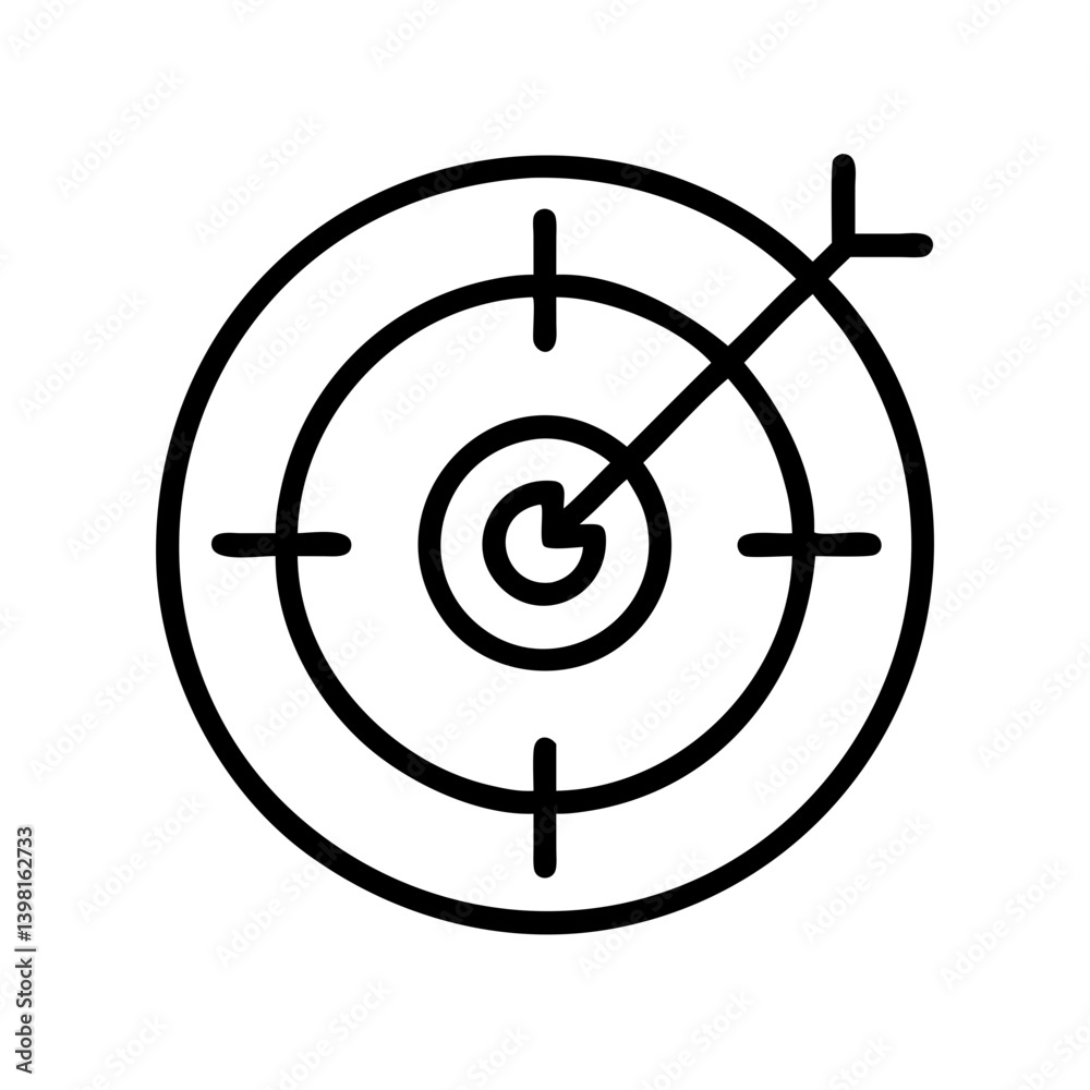 Target with arrow vector icon illustration for business goal and achievement Target with arrow vector icon illustration for business goal and achievement