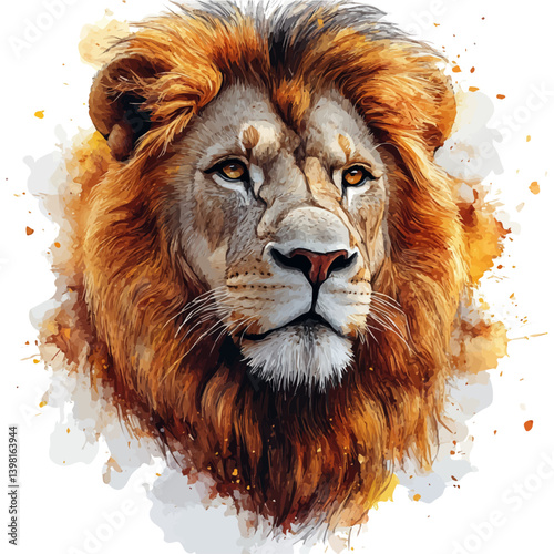 Lion, watercolor illustration, isolated on a white background.

