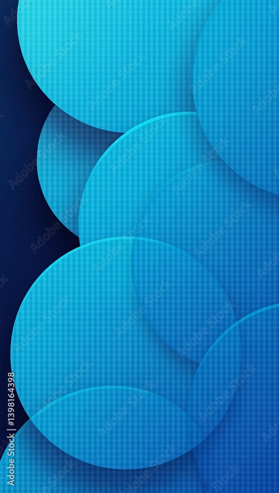Naklejka premium Abstract blue circles background with digital grid effect, suitable for modern design