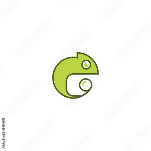 Green Chameleon Cartoon Illustration on White Background