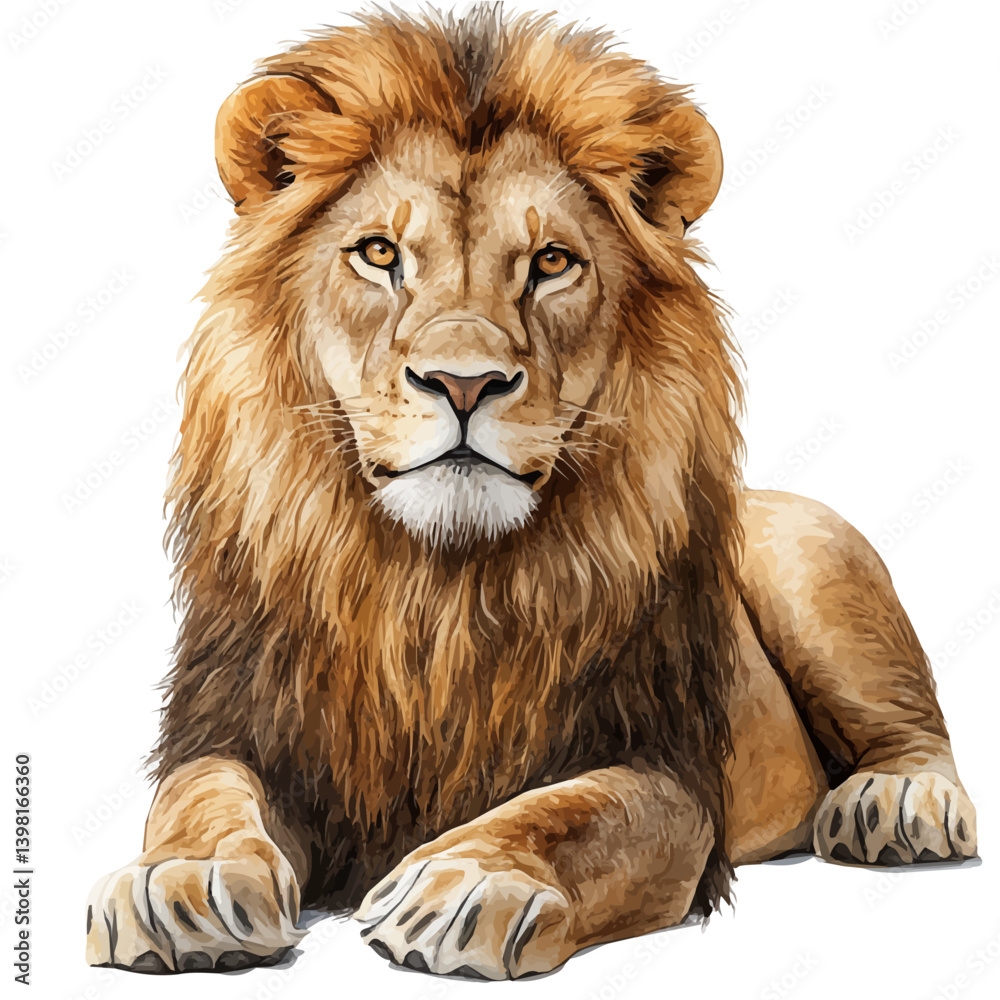 Lion, watercolor illustration, isolated on a white background.
Lion, watercolor illustration, isolated on a white background.