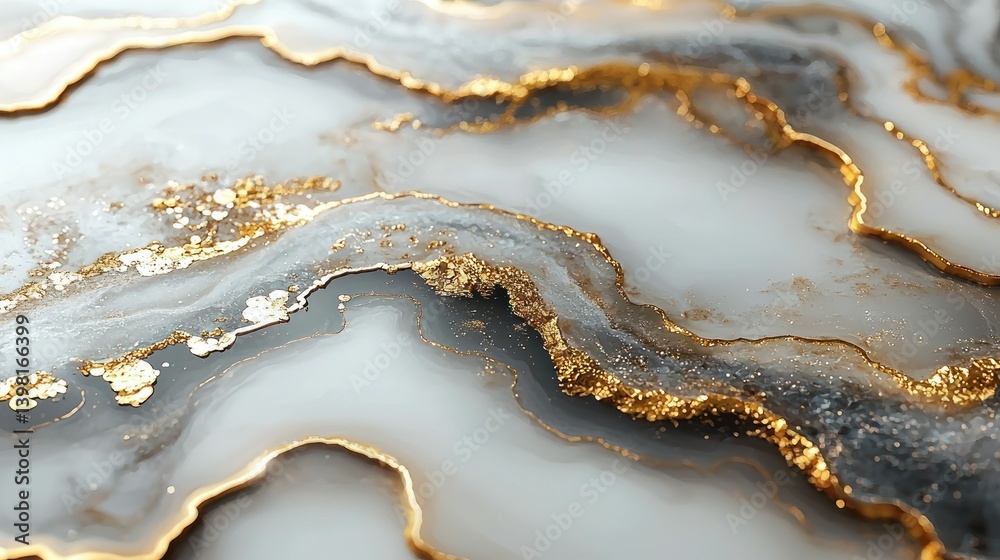 Obraz premium Elegant Gold and Gray Abstract Resin Art