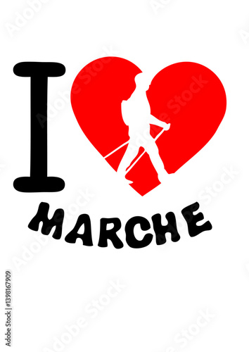 I love marche nordique baton coeur