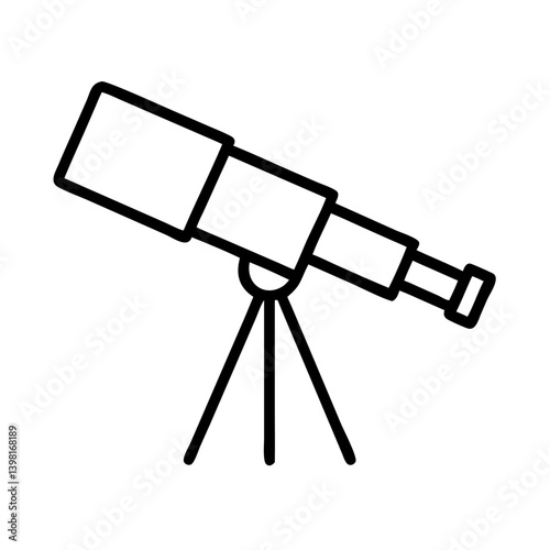 Telescope vector, astronomy science equipment for stargazing and exploration icon line