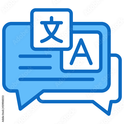Communication And Language, Hybrid Work Blue Fill Design Vector Concept