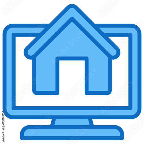 Home Page, Hybrid Work Blue Fill Design Vector Concept