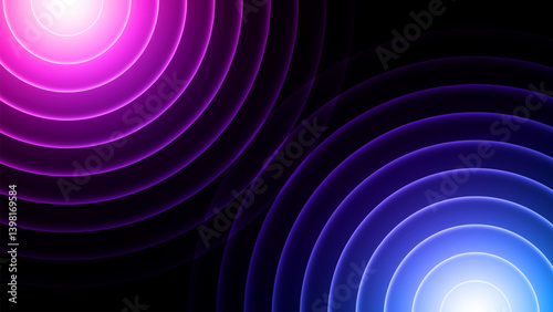 Circle abstract background.modern.minimalist background.Blue, purple, pink, green, yellow, red gradations.circle effect background. Bright and elegant glowing circle lines stacked together