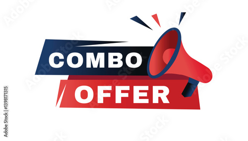 Combo offer banner modern label with Loudspeaker vector element. design template.