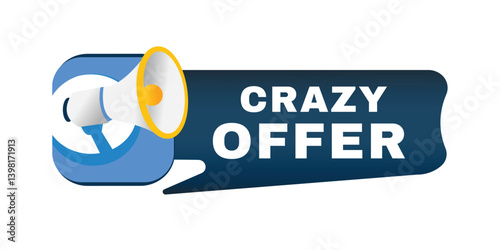 Crazy offer element for banner announce, flat vector sign illustration isolated advertising symbol.