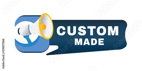 Custom made element for banner announce, flat vector sign illustration isolated advertising symbol.