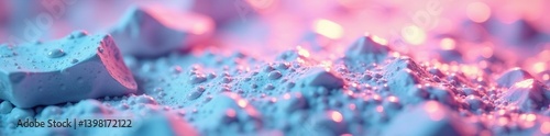 Water drops glistening on crumbled pastel color hologram background,  texture,  sparkling