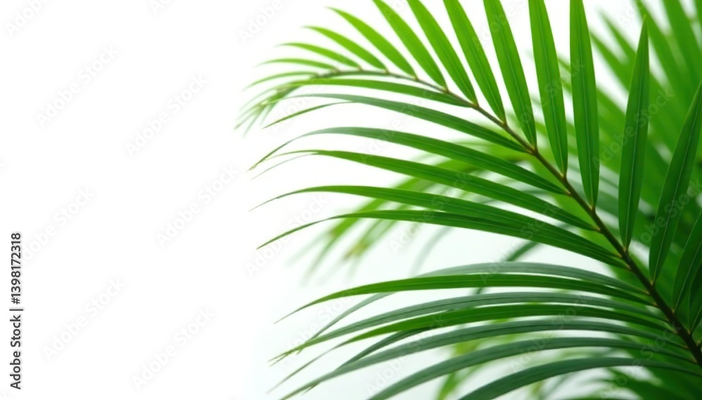 Fototapeta premium Vibrant Areca Palm plant with lush green fronds on white background, areca palm, green