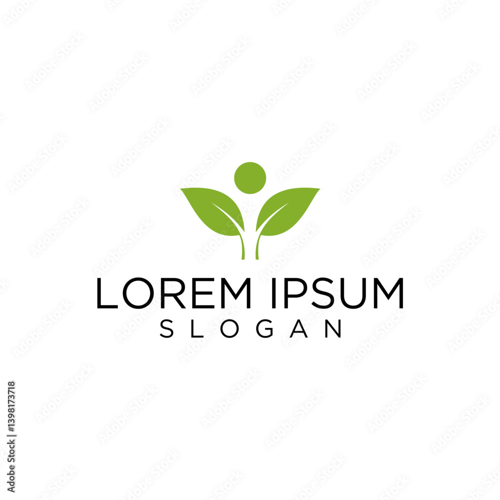 Green Leaves and Person Abstract Logo Design Green Leaves and Person Abstract Logo Design