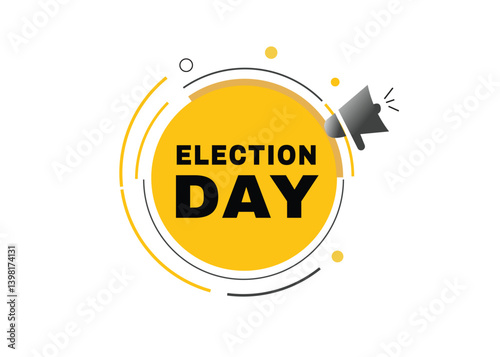 Election day banner label icon loudspeaker flat design element. Vector sign.