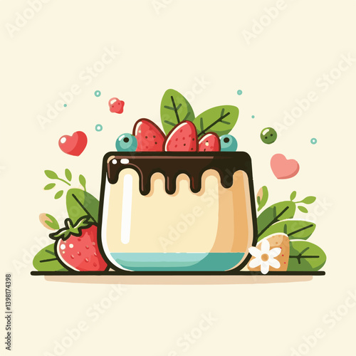 cream, dessert, sweet, food, gourmet, milk, red, italian, jelly, pudding, white, vanilla, mint, sauce, background, panna, cotta, decoration, mousse, snack, delicious, plate, berry, fruit, fresh, panna