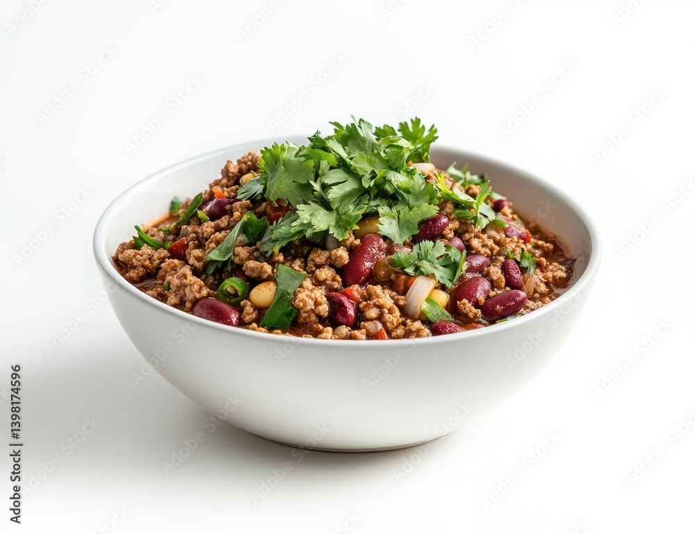 Hearty chili-inspired stew in a bowl Hearty chili-inspired stew in a bowl