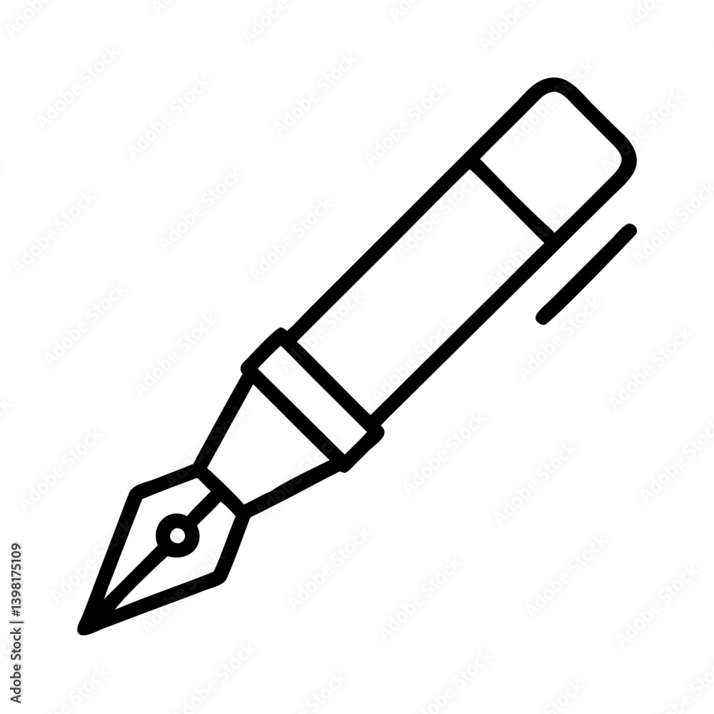 Fountain pen vector icon illustration, calligraphy pen for writing and drawing art Fountain pen vector icon illustration, calligraphy pen for writing and drawing art