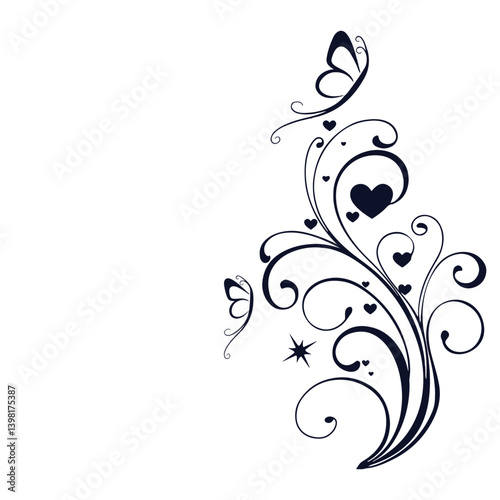 Elegant Floral Corner Ornament – Decorative Vintage Flower Border Design Element