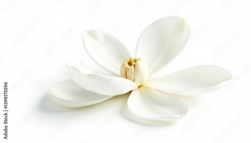 Fototapeta premium White magnolia flower isolated on a white background, perfect for design projects and presentations, presentations, white