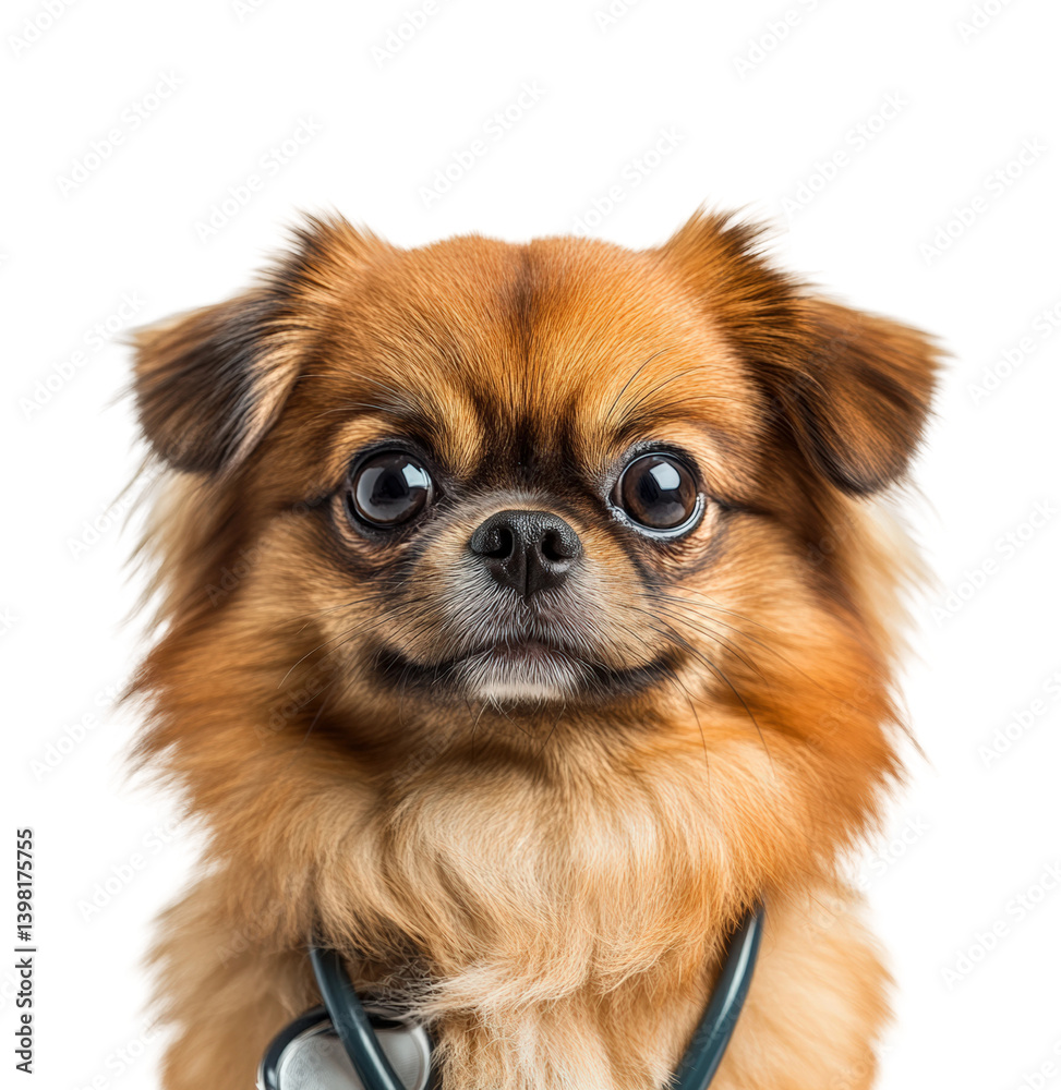 Vet checkup for a cute dog in a clinic animal health calm environment. Isolated on transparent background, png. Vet checkup for a cute dog in a clinic animal health calm environment. Isolated on transparent background, png.