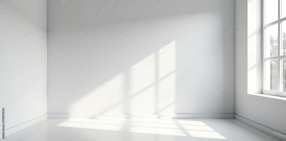 White and grey wall interior background in a studio setting with shadows from window, ideal for showcasing products and adding texts, shadows, background White and grey wall interior background in a studio setting with shadows from window, ideal for showcasing products and adding texts, shadows, background