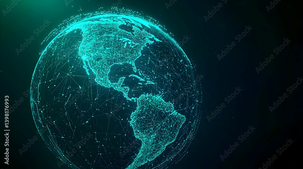 Obraz premium Digital Representation Of Earth With Glowing Network Points
