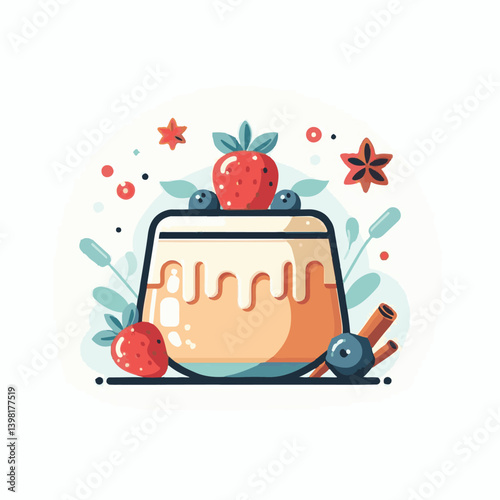 cream, dessert, sweet, food, gourmet, milk, red, italian, jelly, pudding, white, vanilla, mint, sauce, background, panna, cotta, decoration, mousse, snack, delicious, plate, berry, fruit, fresh, panna