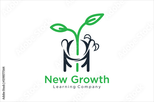 Green Plant Sprout Growing in Pot Minimalist Illustration