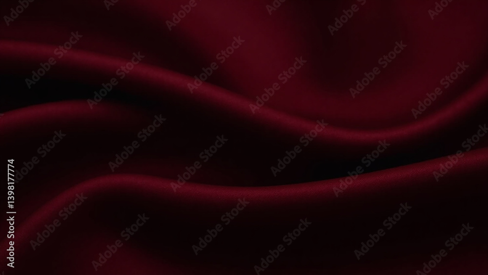 Fototapeta premium Dark Burgundy Silk Fabric with Luxurious Folds, Moody Lighting, Rich Maroon Tones, Soft Focus, Elegant Drapery Texture & Cinematic Fashion Aesthetic