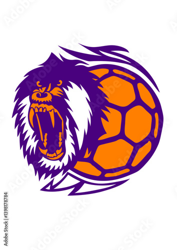 handball singe logo gueule ouverte gorille ballon club