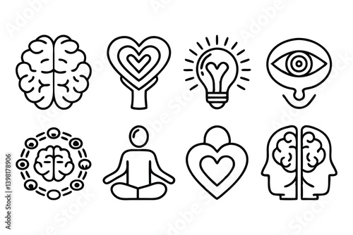 psychology and mental health blue editable stroke